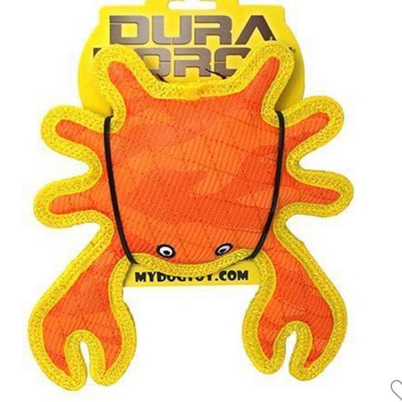 DuraForce Orange Yellow Crab Dog Toy - Picture 3 of 11